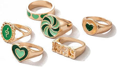 YouBella Jewellery Gold Plated Enamelled Combo of Rings for Girls and Women (Style 2), Silver (YBRG_20139)