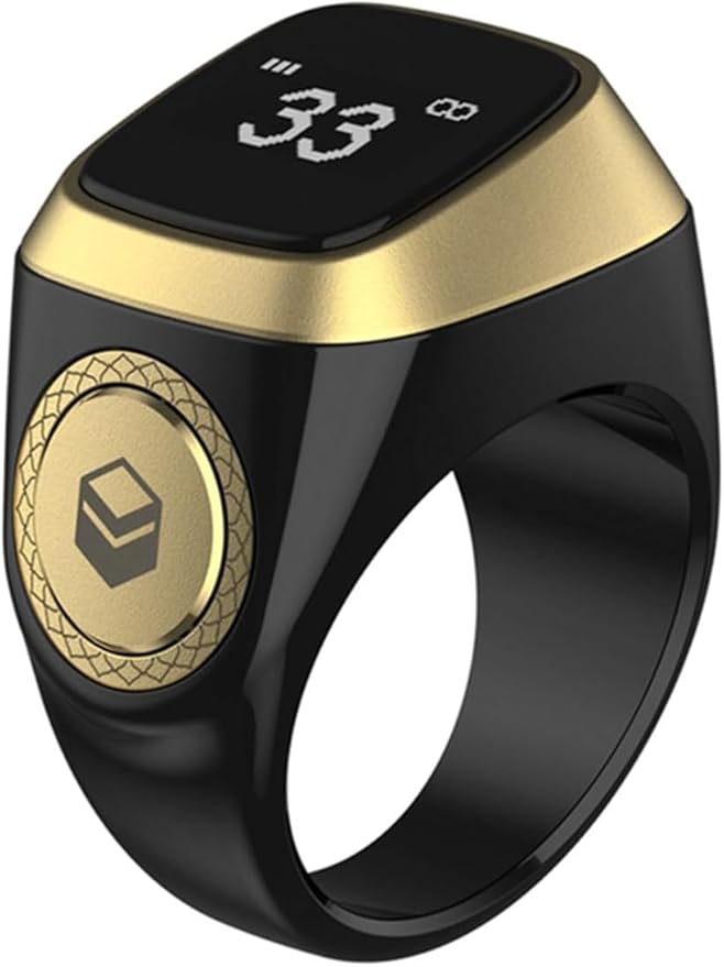 ACHAS Zikr Ring, Smart Tasbih Zikr Ring, Ring Count Reminder, Muslim Prayer Timing Reminder, LED Display, Bluetooth Connection, Multi-time Optional-20mm (Black)