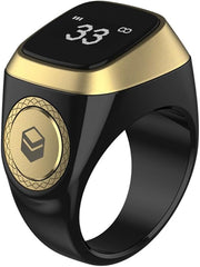 ACHAS Zikr Ring, Smart Tasbih Zikr Ring, Ring Count Reminder, Muslim Prayer Timing Reminder, LED Display, Bluetooth Connection, Multi-time Optional-20mm (Black)