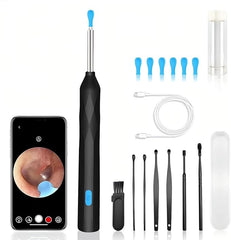 Ear Wax Removal, Wireless Ear Cleaner Ear Cleaning Kit with 7 Pcs Ear Pick Set, Wax Elimination Spoon Kit with 6 Soft Silicone Ear Scoops, Ear Wax Removal Tool for Smartphones