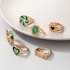 YouBella Jewellery Gold Plated Enamelled Combo of Rings for Girls and Women (Style 2), Silver (YBRG_20139)