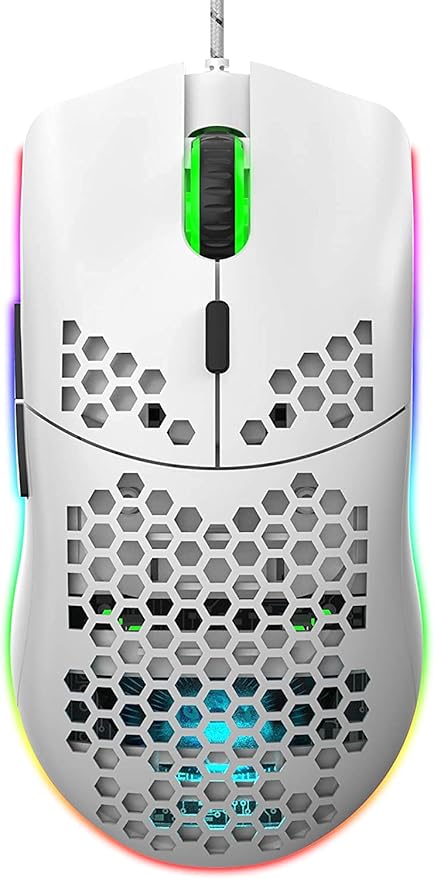 Aerbee USB Gaming Mouse, Honeycomb Hollow Design Ergonomic Wired Mouse with Backlight, up to 6400 DPI, RGB Gaming Mouse for Mac, Laptop, Computer, PC