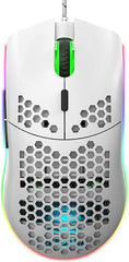 Aerbee USB Gaming Mouse, Honeycomb Hollow Design Ergonomic Wired Mouse with Backlight, up to 6400 DPI, RGB Gaming Mouse for Mac, Laptop, Computer, PC